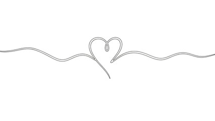 Fototapeta premium A simple line drawing of a heart on a wavy line