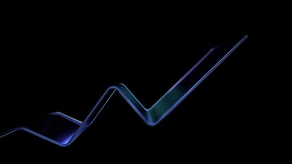 Obraz na płótnie Canvas Abstract glass growth line moving up on a black background, 3d render