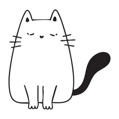 Cute and funny cats doodle line illustration. Cartoon cat or kitten characters design with outline style.
