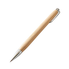 Naklejka premium Wooden ballpoint pen with metal tip and clip isolated on Transparent Background
