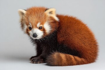 Fototapeta premium Adorable Red Panda Sitting Quietly with Fluffy Tail and Striking Features
