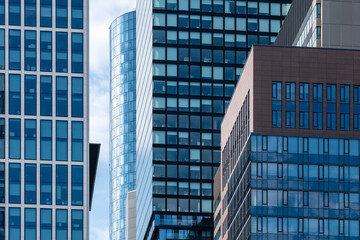 Frankfurt Germany skyscraper architecture corporate facade windows glass modern pattern creating geometric texture on a tall office building