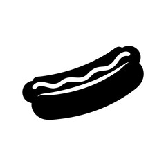 black and white hot dog illustration on white background