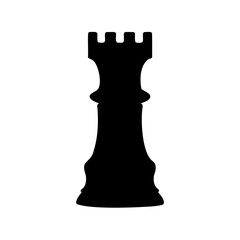 black chess rook piece silhouette on white background illustration
