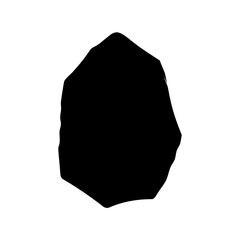 a black irregular polygon shape on a white background