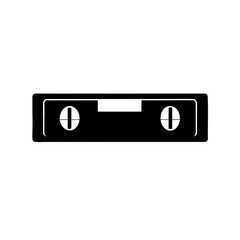 simple black and white cassette tape icon on white background