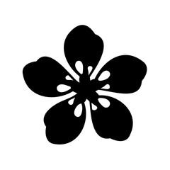 black and white simple flower illustration on white background