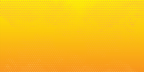 Bright pop art background in orange and yellow colors dot haltone retro style, vector illustation