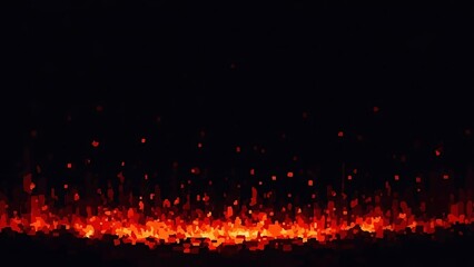 Vibrant orange and yellow flames burning brightly against a dark background at nighttime