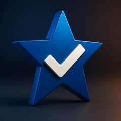 Blue star symbol with white check mark on dark background