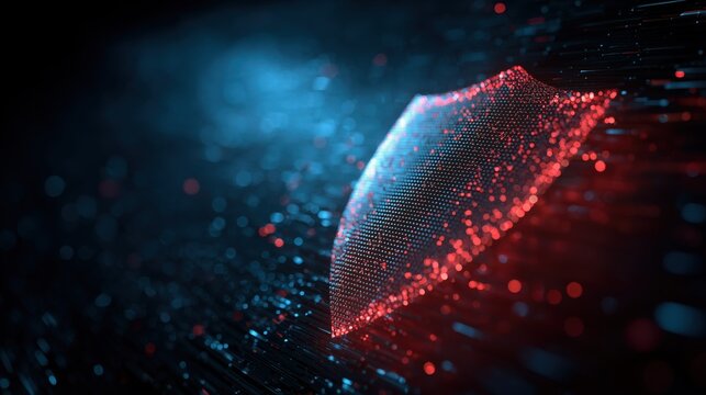 Red and blue shield with a lot of sparkles