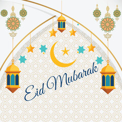 eid mubarak moon ,background and eid calligrphy