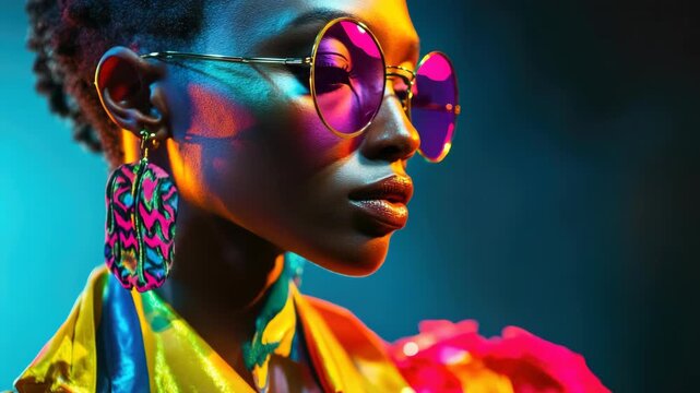 Modern fashion with vibrant color palette.