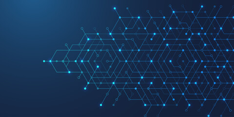 Obraz premium Abstract digital blockchain cube blocks concept. 3D big data cubes quantum computer technology idea. Artificial intelligence data core cubes design element