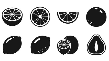 Obraz premium Fruit silhouettes: citrus icons featuring lemon, orange, and grapefruit slices