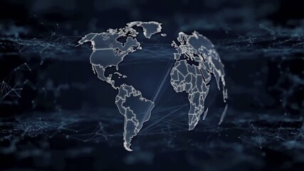 Animated world map with digital connections and network lines. Visual representation of global connectivity and data exchange in a digital age - Powered by Adobe