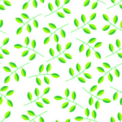 Fototapeta premium Green leaf seamless pattern. Simple green leaves repeat design. Clean botanical seamless pattern. Fresh green leaf pattern. Minimal foliage seamless design.
