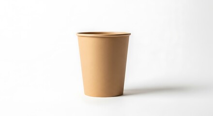 Disposable paper cup on white background for coffee or tea