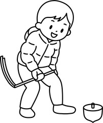 Fototapeta premium 팽이치기 흑백