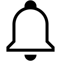 Notification bell line icon, black outline alert symbol isolated on white