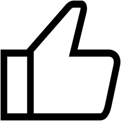 Thumb up black line icon, like outline button, hollow symbol isolated on white.