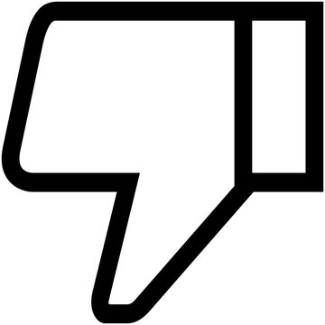Thumb down black line icon, dislike outline button, hollow symbol isolated on white.