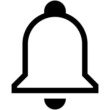 Notification bell line icon, black outline alert symbol isolated on white
