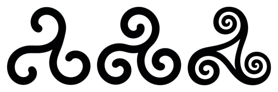 Triskele Celtic Symbol Vector Featuring Trinity Knot and Triple Spiral Design Isolated on White Background