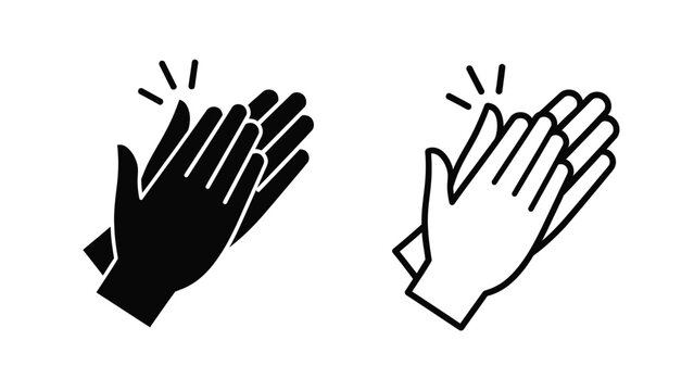 a simple graphic illustration depicting two clapping hands one black and one white
