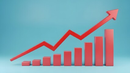 Obraz premium Increasing trend graph with rising arrow