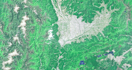 Mount Fuji and Surrounding Landscape in Japan Seen from Space – High Resolution Satellite Data and Earth Observation Imagery © M. Jurzyk
