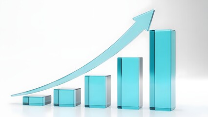 Increasing trend graph with blue bars and arrow