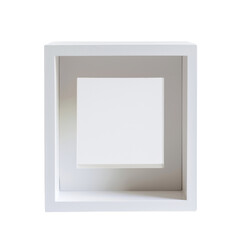 Fototapeta premium White square shadow box frame with inner recessed square design isolated on Transparent Background