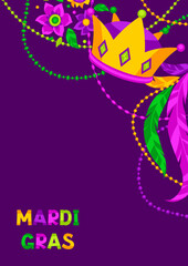 Mardi Gras party background. Carnival illustration for traditional holiday or festival.