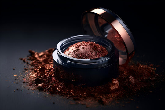 Commercial photography bronzer in explosion of dust ai generated