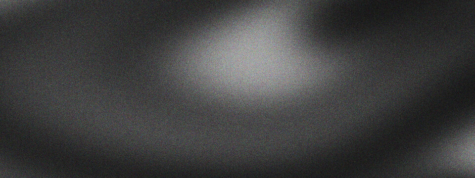 Black gradient background with grainy texture and smooth white glow creates an elegant abstract design perfect for modern posters, banners, and creative headers.