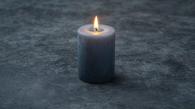A single candle in the center of a dark gray surface.