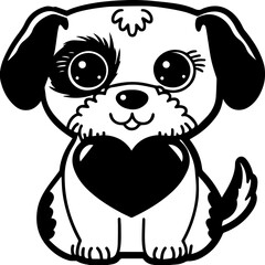 Obraz premium SVG vector illustration of a Valentine-themed dog.Cute puppy with heart illustration for pet lovers