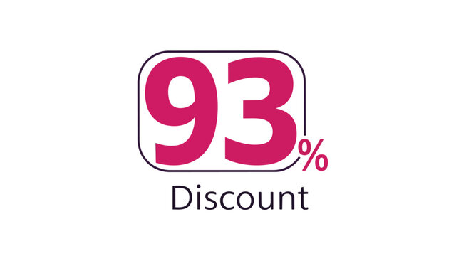 Striking magenta 93 percent discount label for ultimate savings. Grab this incredible promotional offer now and enjoy a significant price reduction