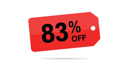 Vibrant red eighty three percent savings tag for amazing promotional deals and incredible shopping opportunities available now