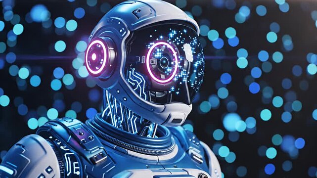 Futuristic AI Robot Astronaut in Space 4K Video