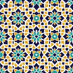 Seamless Islamic Geometric Pattern Vector with Traditional Arabic Ornament