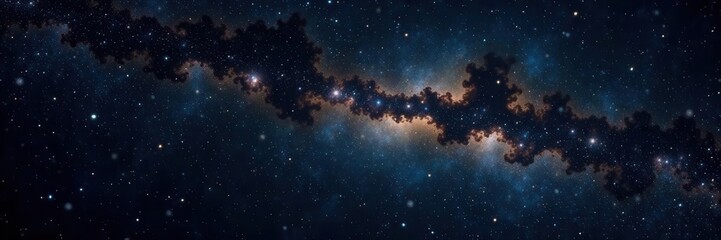 Obraz premium Inky black backdrop, myriads of white & gold stars, subtle nebulae , vector illustration, space, mystical