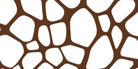 Abstract seamless giraffe skin pattern with brown organic shapes on white background, animal print texture for wallpaper, © sumiati
