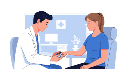 Fototapeta premium Doctor measuring blood oxygen level with pulse oximeter for educational purposes in healthcare and clinical practice 