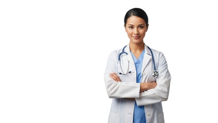Female doctor in white coat with stethoscope