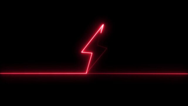 Abstract Glowing battery charging icon 4k loop animation. power charge symbol, neon bolt icon, neon lighting color battery charging sign.