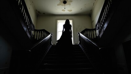 Silhouette ascending staircase