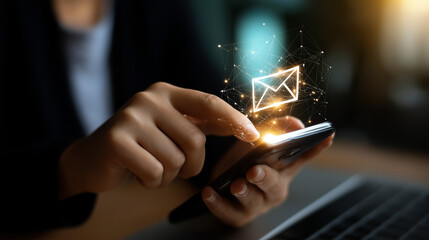 Concept phishing scam cyber threat email fraud online security warning spam email alert smartphone laptop cybersecurity risks protect digital identity hacker threat