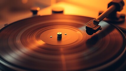turntable. A vintage vinyl record rotating on a turntable, needle tracing its groove. tutorial guides, club newsletters, designed for sports & leisure club marketing, used by PR specialists.
